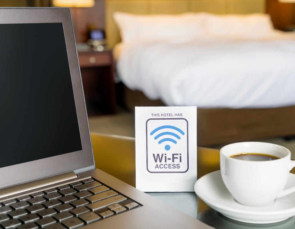 image of hotel room offering wifi service